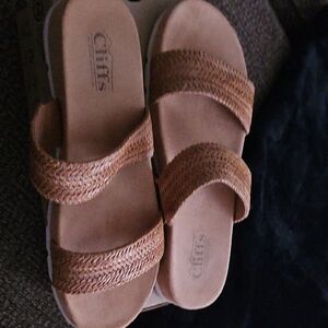 Cliffs by WHITE MOUNTAIN Women's Brown Braided Slide Sandals